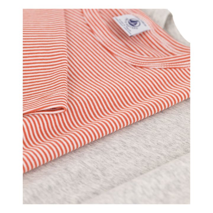 Striped Organic Cotton Long Sleeve T-shirts - Set of 2 Rot- Produktbild Nr. 1