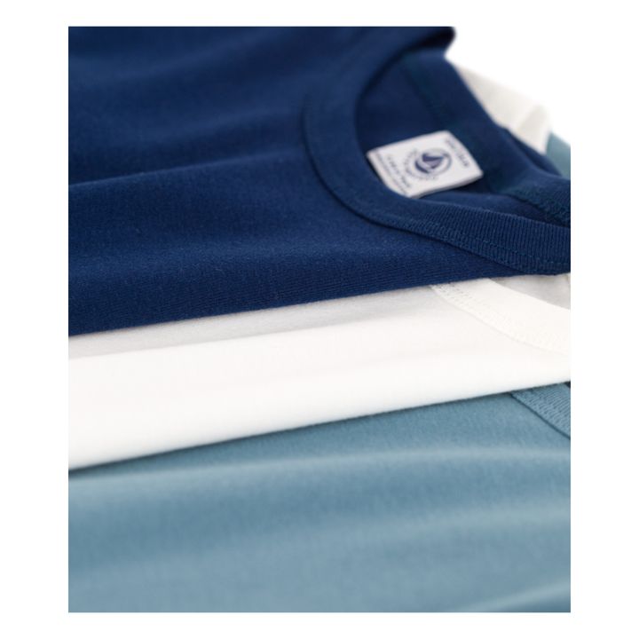 Organic Cotton Long Sleeve T-shirts - Set of 3 | Navy blue- Product image n°1