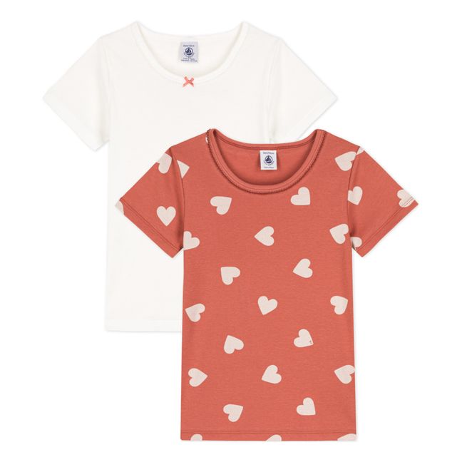 Organic Cotton Heart T-shirts - Set of 2 | Rostfarben