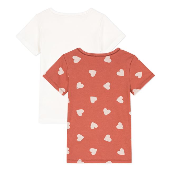 Organic Cotton Heart T-shirts - Set of 2 Rostfarben