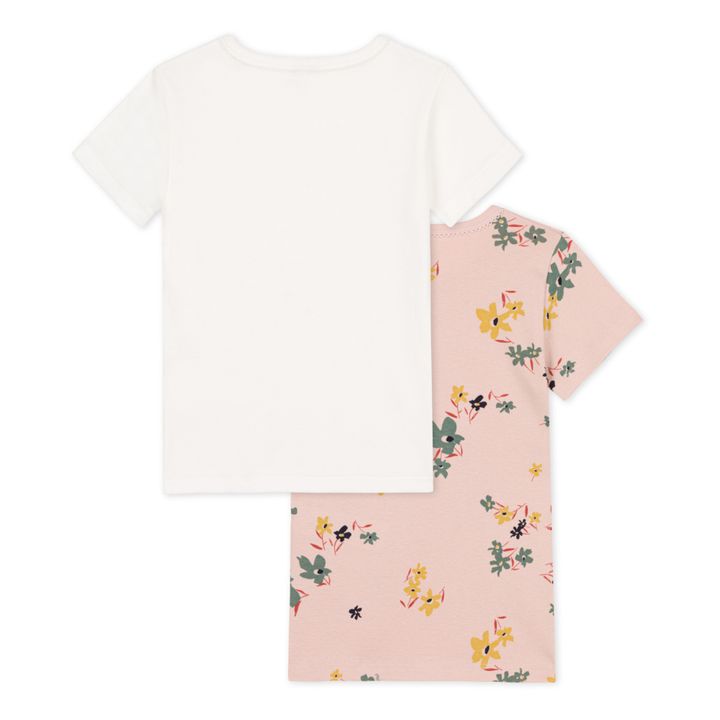 Lot 2 T-Shirts Coton Bio Fleurs | Rose pêche- Image produit n°2