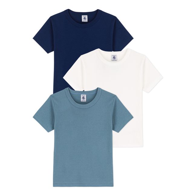 Lot 3 T-Shirts Coton Bio Bleu marine