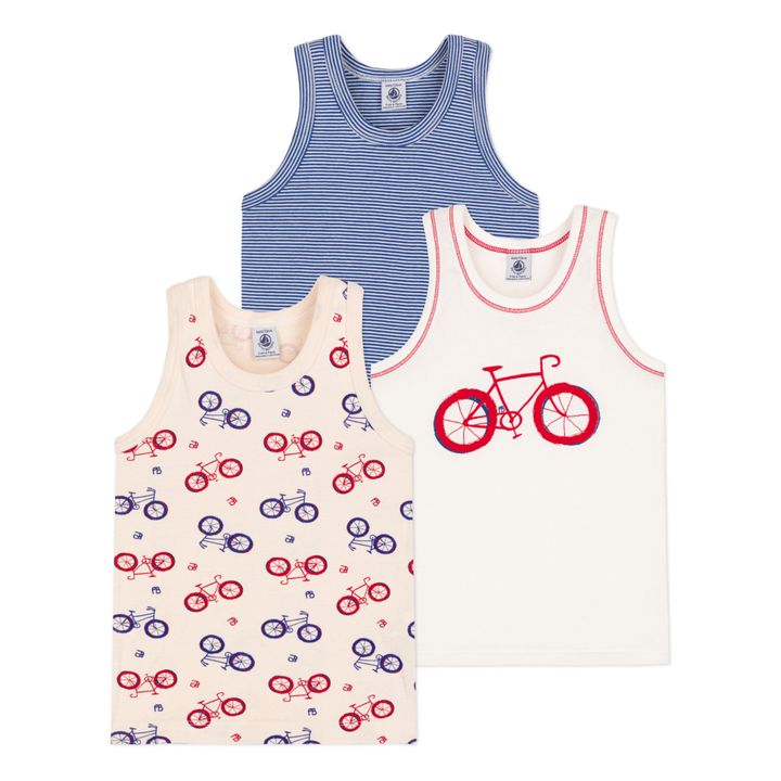Organic Cotton Bicycle Tank Tops - Set of 3 Cream- Product image n°0