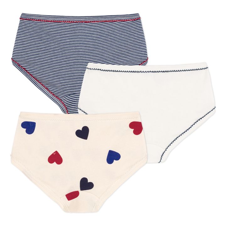 Organic Cotton Heart High-Waisted Briefs - Set of 3 | Cream- Product image n°2