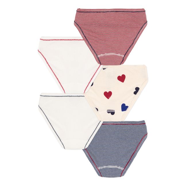 Organic Cotton Heart Briefs - Set of 5 Cremefarben
