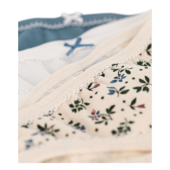 Organic Cotton Floral Briefs - Set of 3 | Blu marino