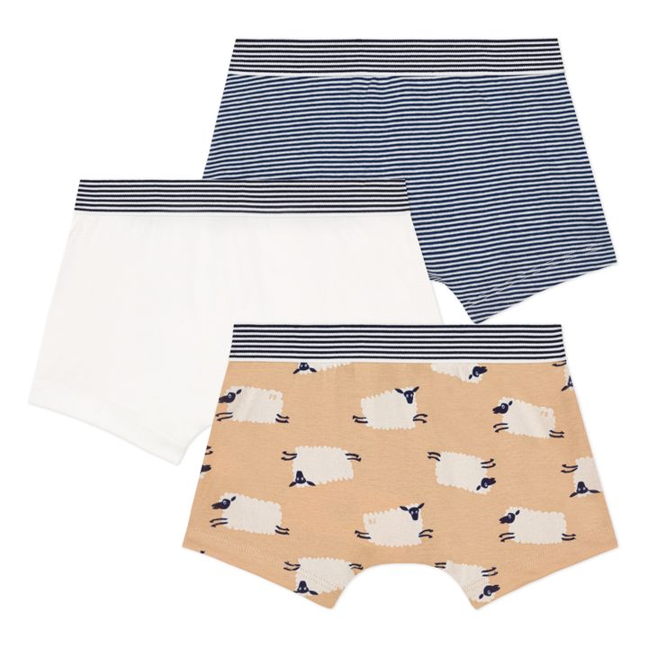 Organic Cotton Sheep Briefs - Set of 3 | Beige- Product image n°2