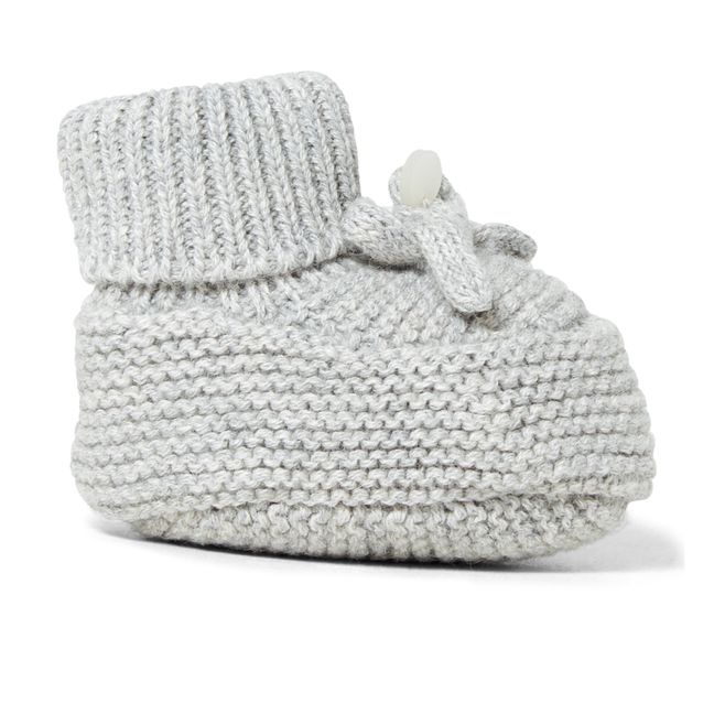 Cotton, Wool and Cashmere Booties Grau Meliert