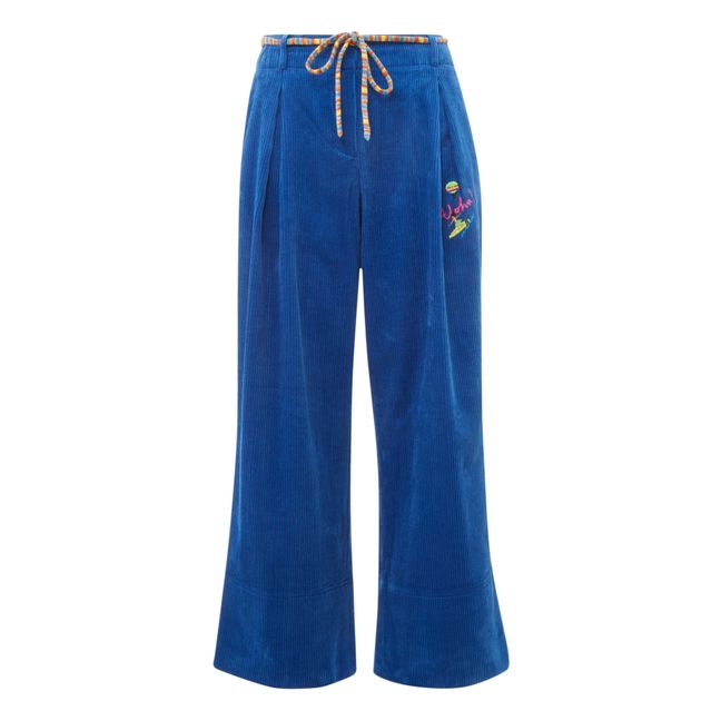 Nihiwatu Embroidered Corduroy Trousers Electric Blue