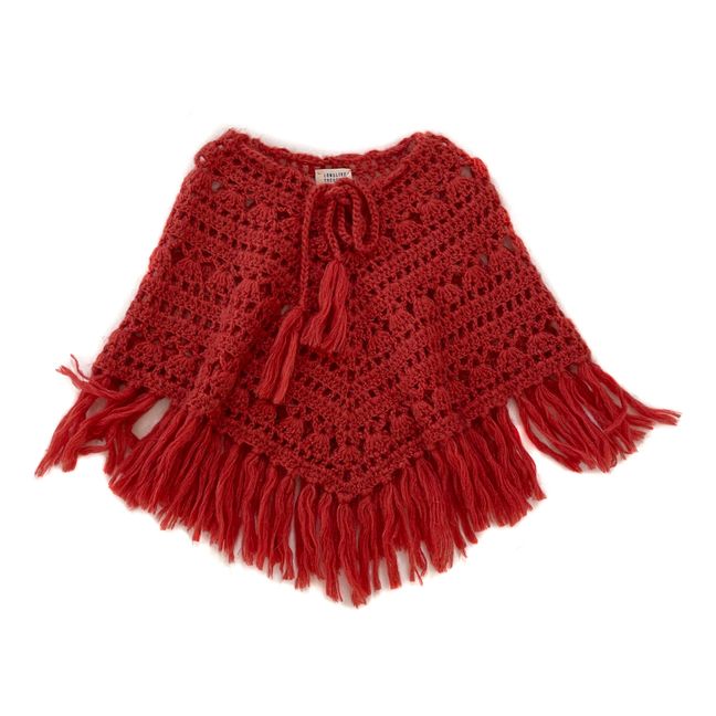 Mohair Poncho Rosso