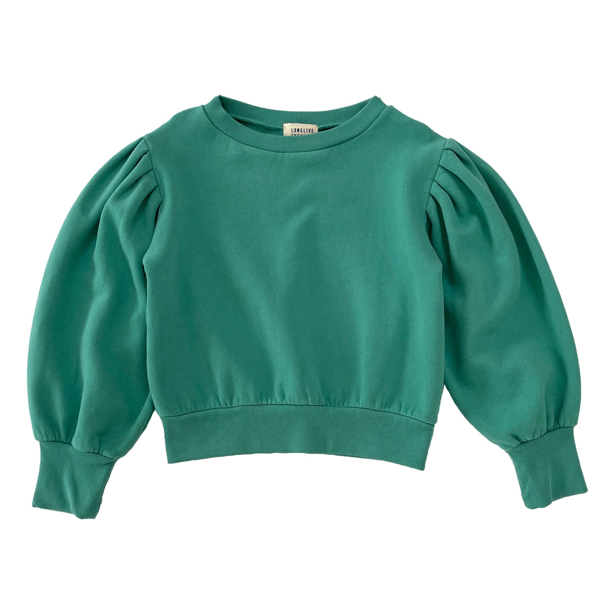 Organic Cotton Balloon Sleeve Sweatshirt Emerald green