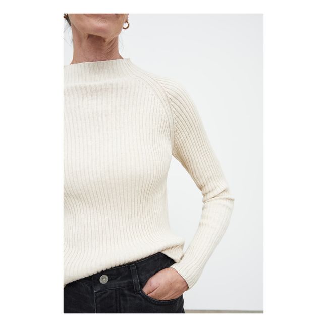 Row Ribbed Organic Cotton Top | Cream
