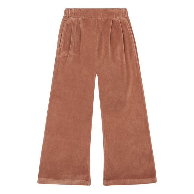 Organic Cotton Velour Trousers | Dusty Pink
