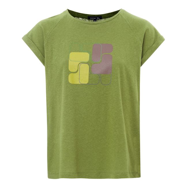 Camiseta Valentina de algodón y lino | Verde