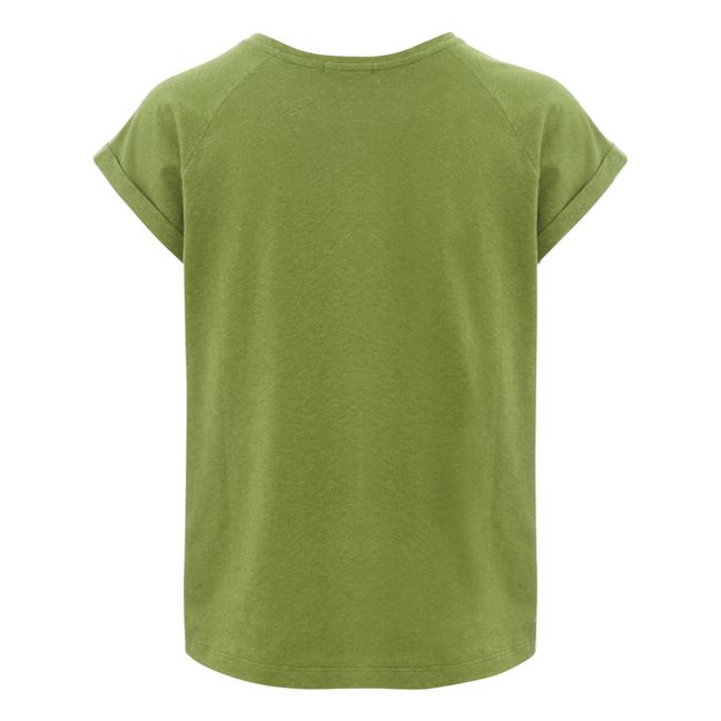 Valentina Cotton and Linen T-shirt Verde