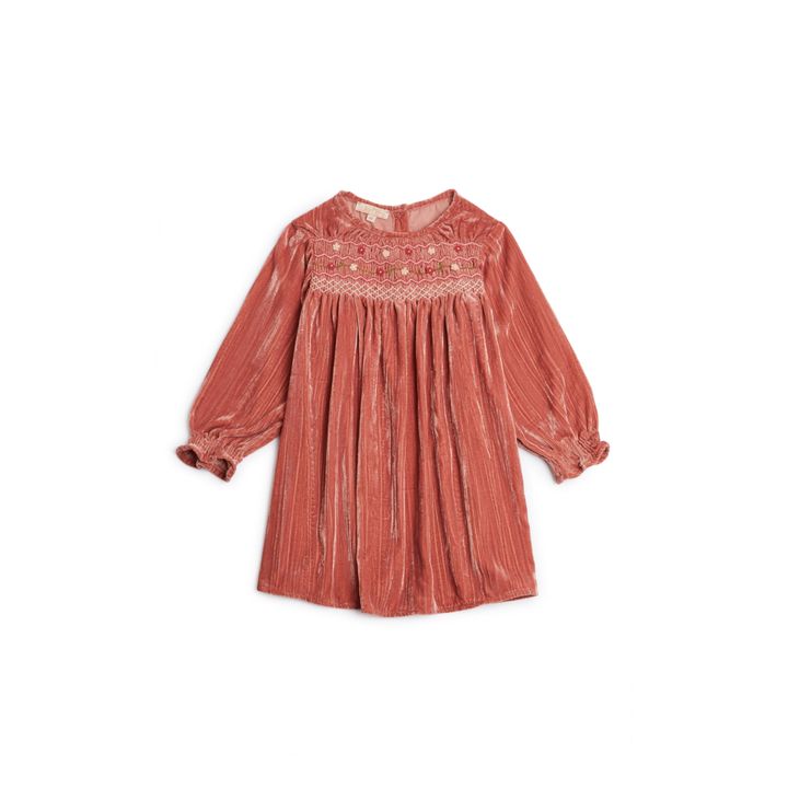 Chachani Hand-Embroidered Organic Velour Dress | Pink- Product image n°0
