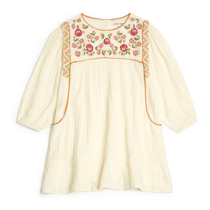 Isatys Embroidered Organic Cotton Muslin Dress Ecru Louise Misha
