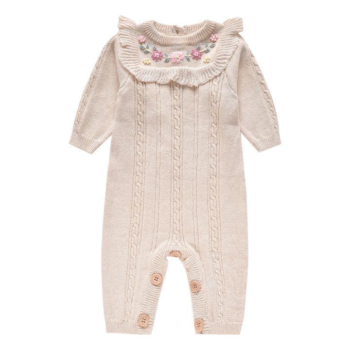 Najma Hand-Embroidered Cotton and Cashmere Jumpsuit Crudo- Imagen del producto n°0