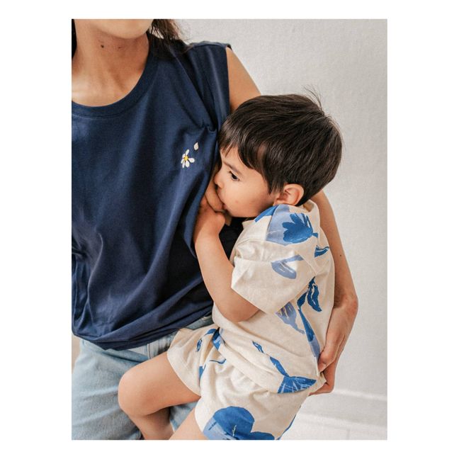 On Sème Organic Cotton Breastfeeding Top Blu marino