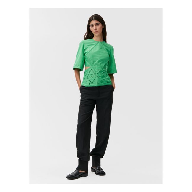 Organic Cotton Broderie Anglaise Blouse Verde