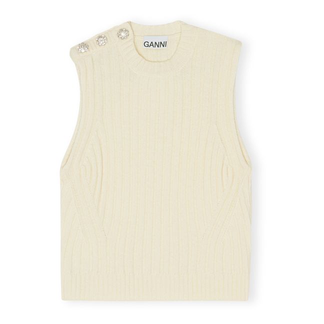 Pull Sans Manches Graphic Laine Recyclée | Ecru