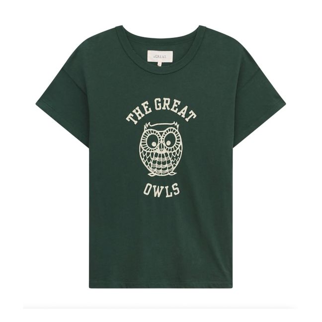 The Boxy Crew Owl Graphic T-shirt Waldgrün