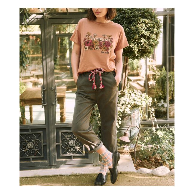 The Boxy Crew T-shirt with Garden Floral Graphic Albaricoque