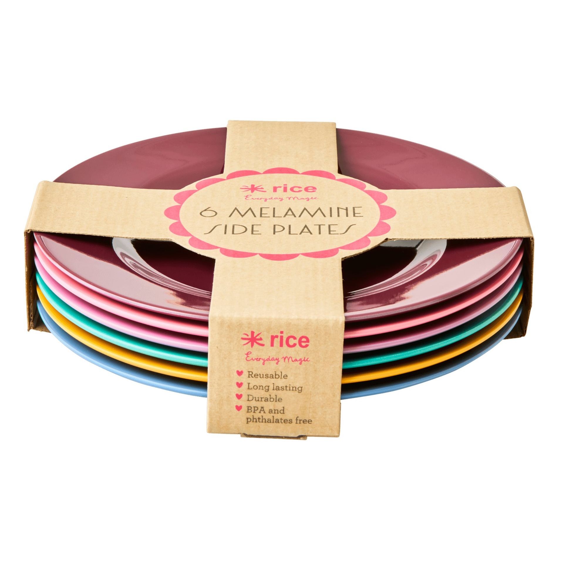 Plates Set of 6 Rice Design Adult