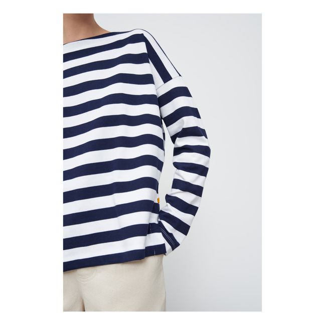 Breton Organic Cotton Shawl Neck Sweatshirt | Blu marino