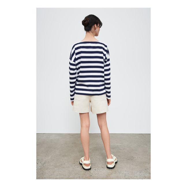 Sudadera Breton de algodón orgánico y cuello barco | Azul Marino