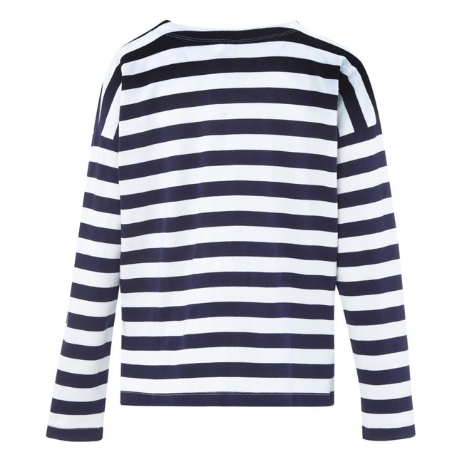Breton Organic Cotton Shawl Neck Sweatshirt | Navy