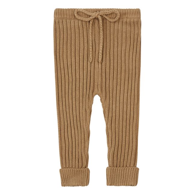 Organic Cotton Knit Trousers Camel