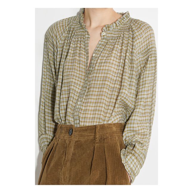 Hamra Checked Blouse | Olive green