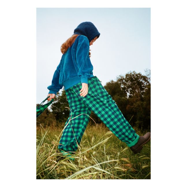 Checked Organic Cotton Trousers Verde