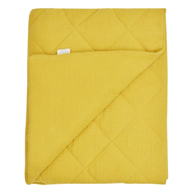 Quilted Organic Cotton Blanket - 90 x 110 cm Senffarben
