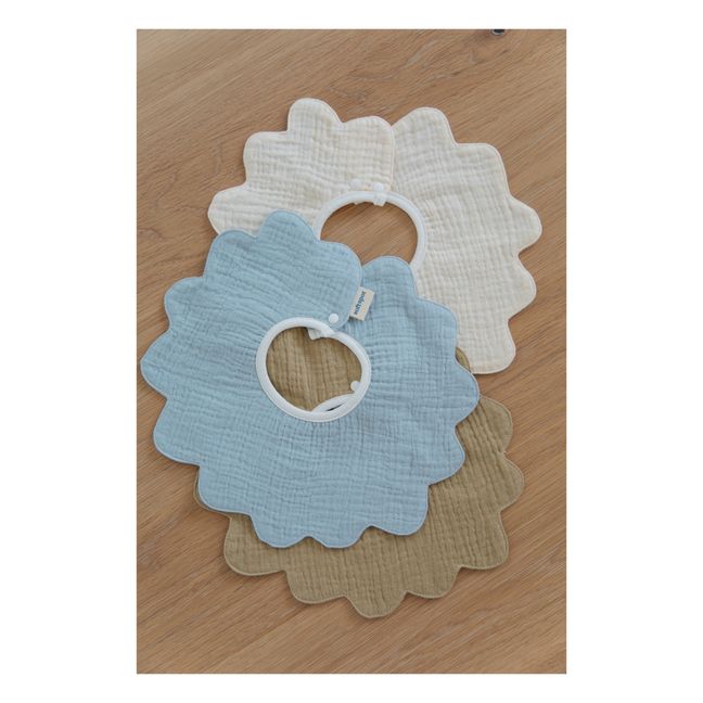 Petal Organic Cotton Bibs - Set of 3 Azul Cielo