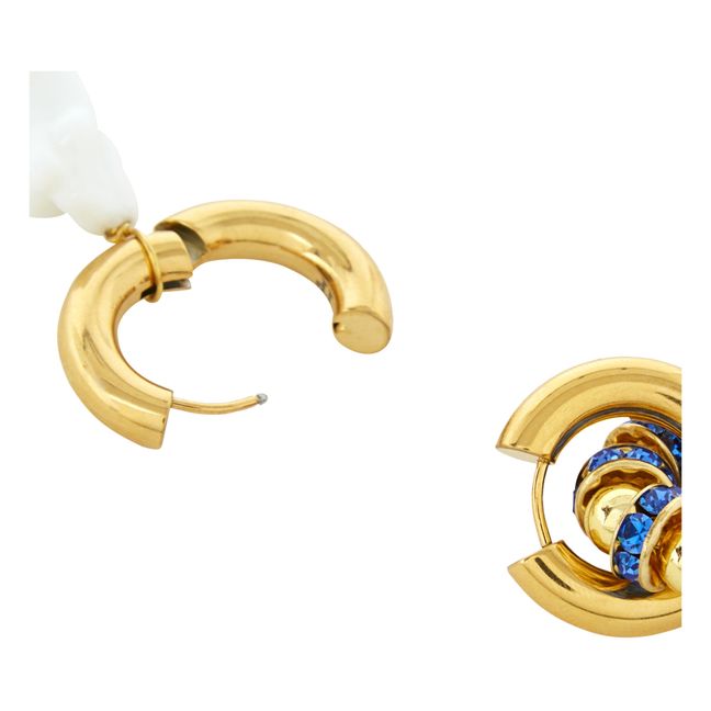 Rhinestone and Pearl Earrings | Blue