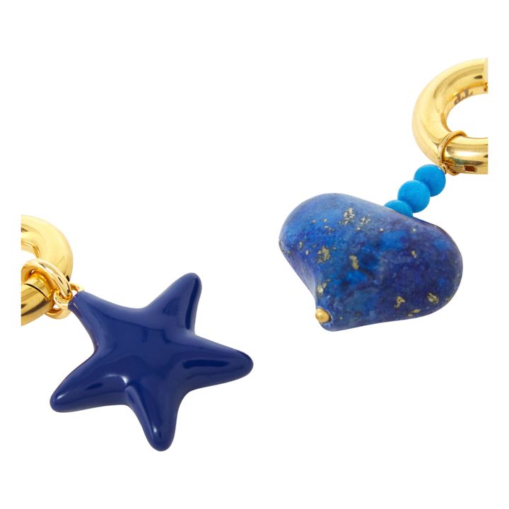 Boucles d'Oreilles Etoile et Cœur | Bleu- Image produit n°1