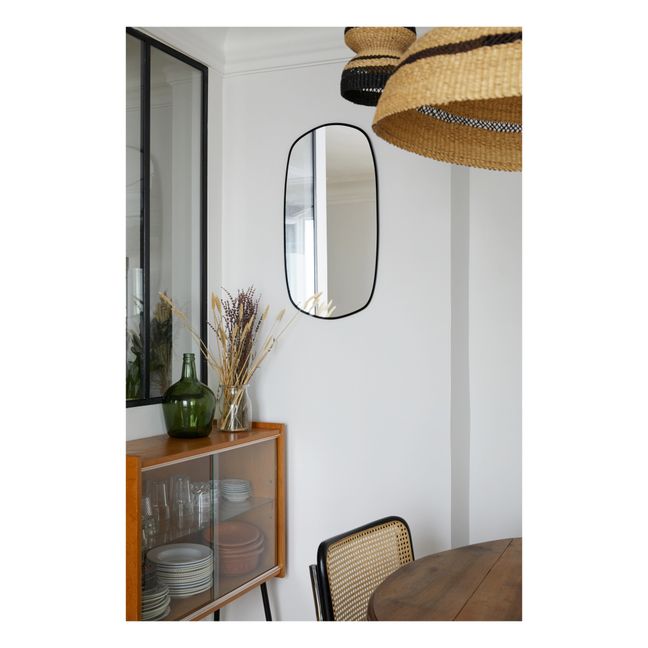 Spiegel extra flach asymmetrisch schwarze Konturen - willkürliche Form 40 x 75 | Schwarz