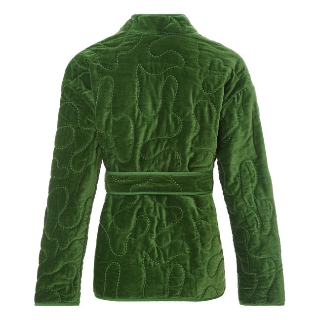 Sirva Velour Quilted Kimono | Verde