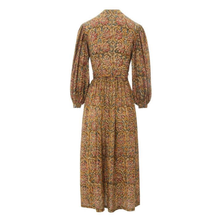 Khadi Belted Cotton Ajrak Dress Braun- Produktbild Nr. 7