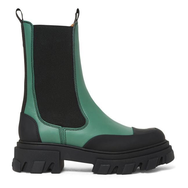 Mid-Length Leather Chelsea Boots Verde
