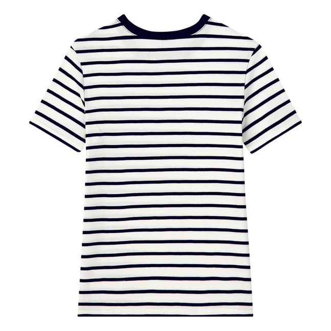 T-shirt Col Rond Marinière Coton Bio - Collection Femme - Blanc