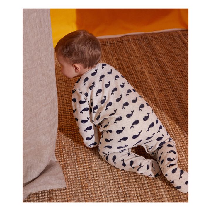 Cusha Velour Footed Pyjamas | Ecru- Product image n°2