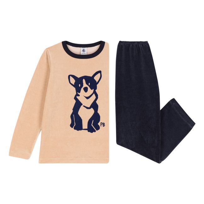 Velvet Dog Pyjamas Beige