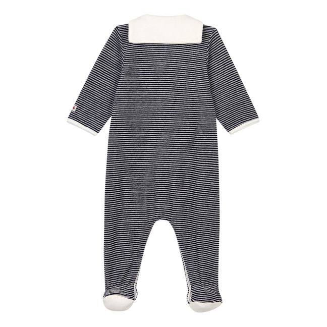 Cameleo Striped Organic Cotton Velour Pyjamas | Blu