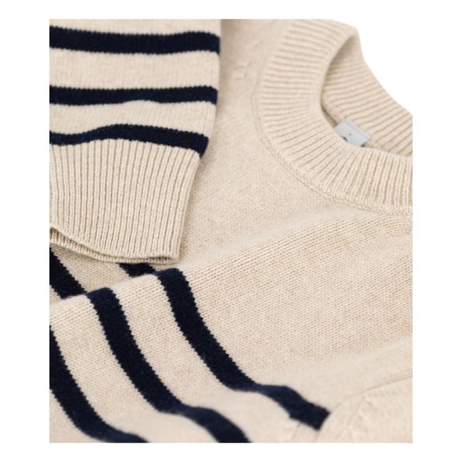 Striped Organic Wool Jumper - Women’s Collection  | Beige