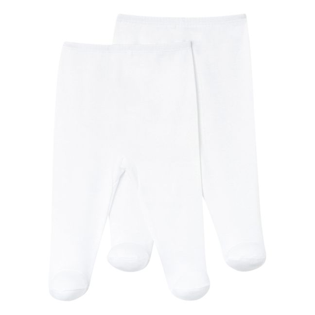 Organic Cotton Footed Trousers - Set of 2 White