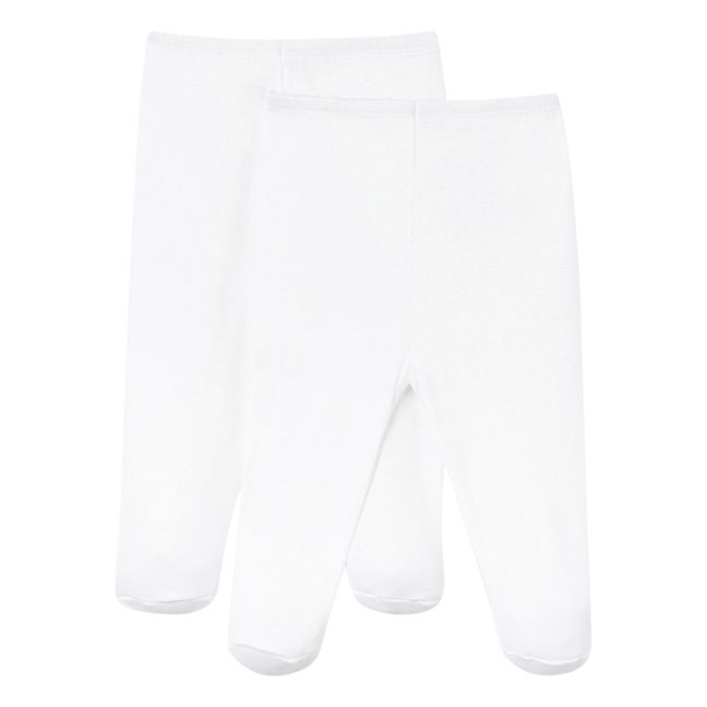 Lot 2 Pantalons à Pieds Coton Bio Blanc