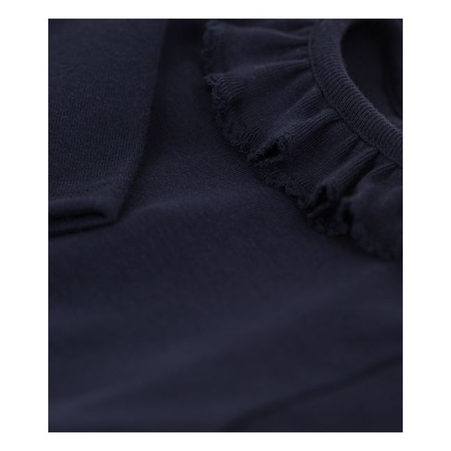 Organic Cotton Frill Collar Baby Bodysuit Navy blue